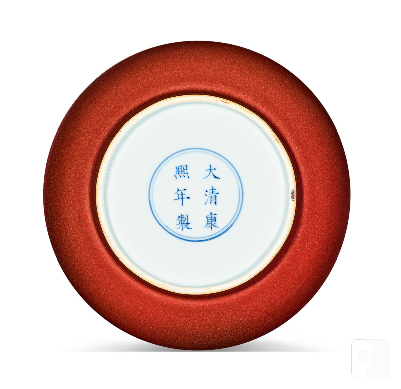 清康熙 霁红釉盘 - 图2